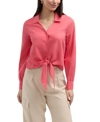 ELLEN TRACY WOMEN'S TIE FRONT SHIRT