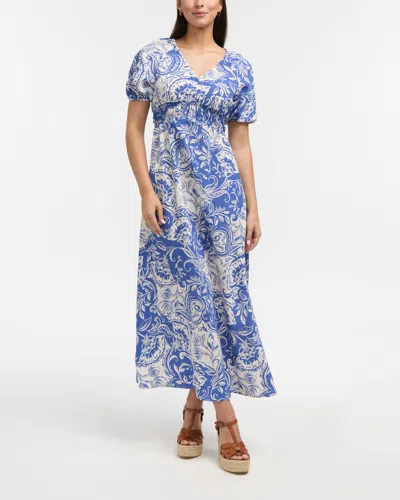 Ellen Tracy Women's V-neck Dress With Smocking Detail In Multi