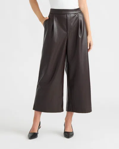 Ellen Tracy Women's Vegan Leather Pleated Culottes In Brown