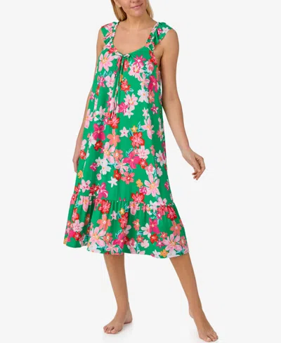 Ellen Tracy Women's V-neck Midi Nightgown In Green