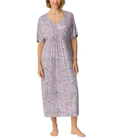 Ellen Tracy Women's V-neck Pockets Nightgown In Multi Paisley
