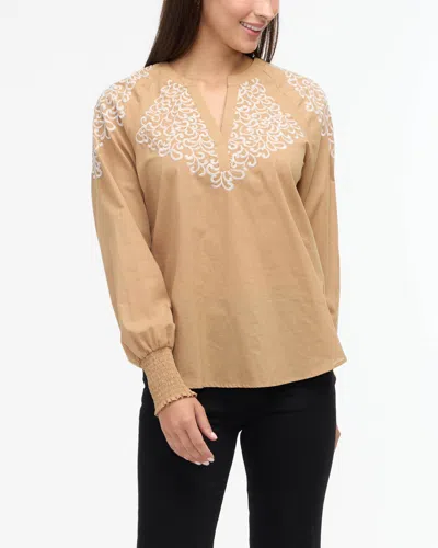 ELLEN TRACY WOMEN'S VOILE POPOVER WITH EMBROIDERED DETAIL