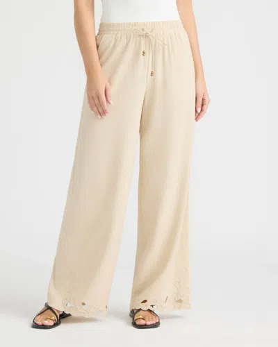 Ellen Tracy Women's Wide Leg Pant With Embroidered Hem In Metallic