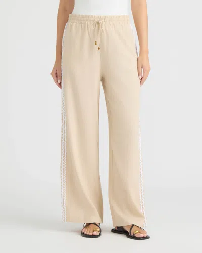 Ellen Tracy Women's Wide Leg Pant With Ric Rac Detail In Neutral
