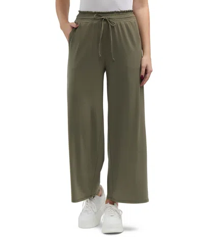 Ellen Tracy Women's Wide Leg Pant With Smocking In Green