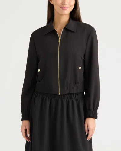 Ellen Tracy Women's Zip Front Bomber Jacket In Black