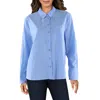 Ellen Tracy Womens Contrast Trim Cotton Button-down Top