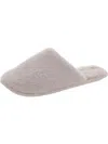 Ellen Tracy Womens Faux Fur Slip On Slide Slippers In Grey