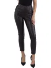 Ellen Tracy Womens Faux Leather Mid-rise Ankle Pants In Brown