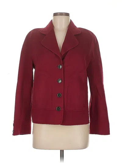 Pre-owned Ellen Tracy Wool Blazer Jacket In Burgundy