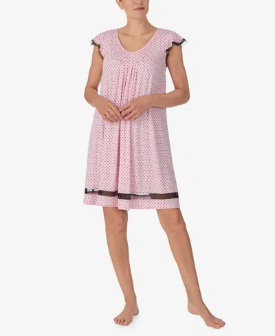 Ellen Tracy Yours To Love Short Sleeve Nightgown In Pink Print