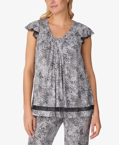 Ellen Tracy Yours To Love Short Sleeve Top In Gray