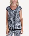 Ellen Tracy Yours To Love Short Sleeves Top Capri Pajama Pants Separates In White Grid