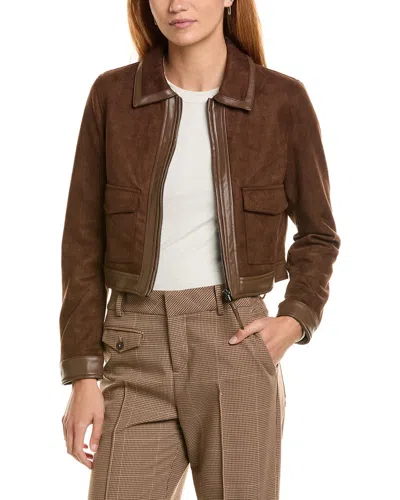 Ellen Tracy Zip Front Jacket In Brown