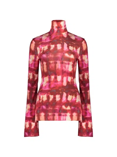 Ellery Abstract-print Long-sleeve Top In Red