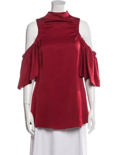 Pre-owned Ellery Acetate Mock Neck Blouse In Red