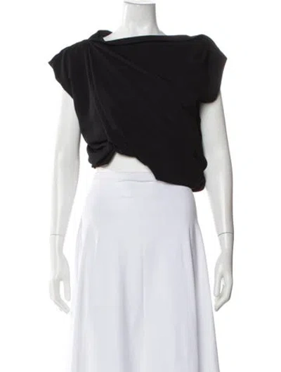 Pre-owned Ellery Asymmetrical Short Sleeve Blouse In Black