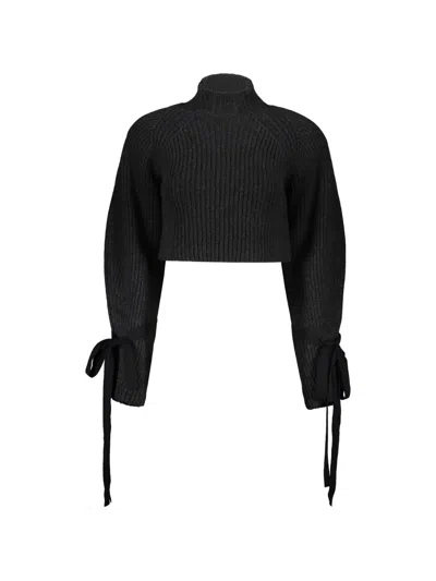 Ellery Balloon-sleeve Cropped Sweatshirt In Black