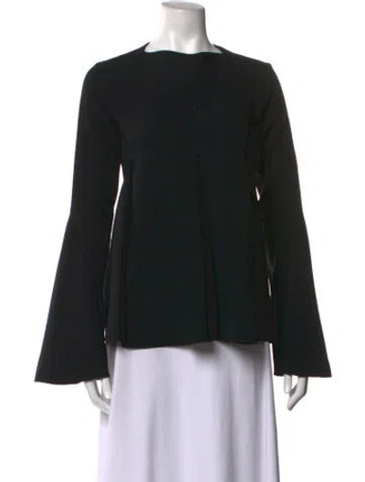 Pre-owned Ellery Bateau Neckline Long Sleeve Top In Black