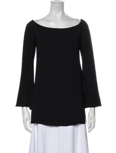 Pre-owned Ellery Bateau Neckline Three-quarter Sleeve Blouse In Blue