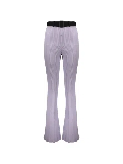 Ellery Belted Ribbed-knit Trousers In Purple