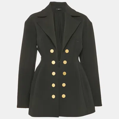 Ellery Black Gabardine Button Detail Coat