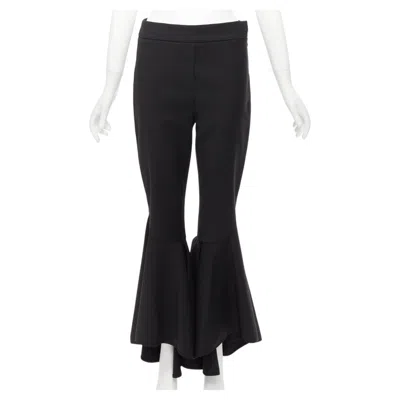Pre-owned Ellery Black Virgin Wool Blend Cropped Cascared Flared Pants Us8 L