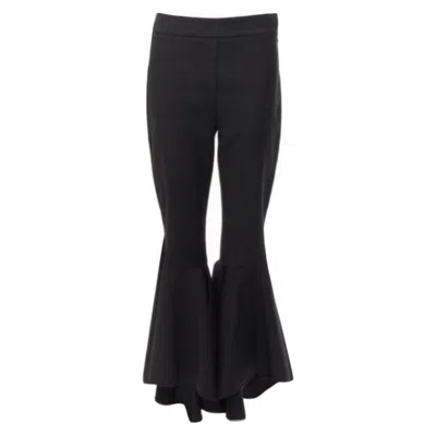 Pre-owned Ellery Black Virgin Wool Blend Cropped Cascared Flared Pants Us8 L