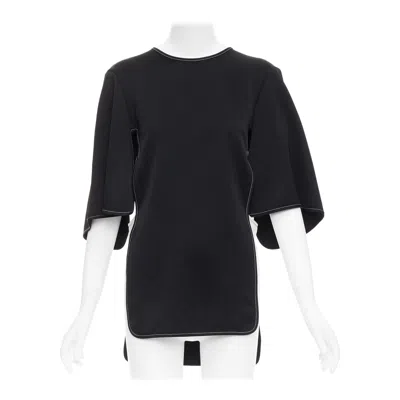 Pre-owned Ellery Black White Bicolor Cut Out Overstitch Backless Hi-low Top Uk8 M