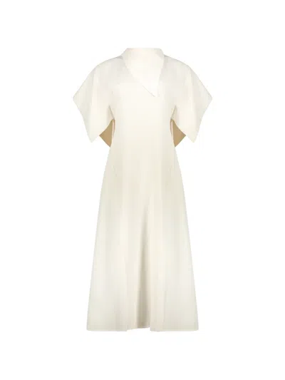 Ellery Cape-sleeve V-neck Midi Dress In White