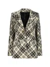 Ellery Check-pattern Jewel-button Jacket In Brown