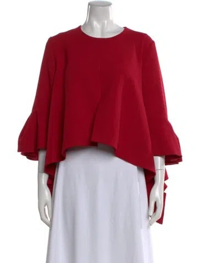 Pre-owned Ellery Crew Neck Three-quarter Sleeve Crop Top In Red