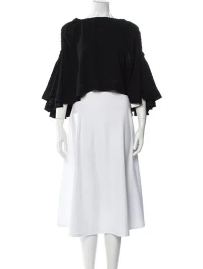 Pre-owned Ellery Crew Neck Three-quarter Sleeve Top In Black