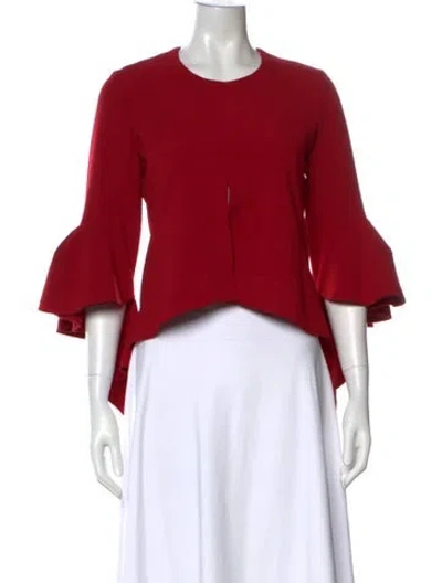 Pre-owned Ellery Crew Neck Three-quarter Sleeve Top In Red
