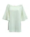 Ellery Elize Off-the-shoulder Bell Sleeve Top In White Cotton In White