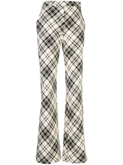 Ellery Flared Plaid Pattern Trousers In Black