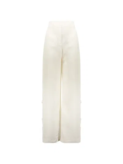 Ellery Flared-leg Satin-finish Trousers In White