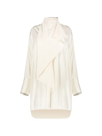 Ellery Flounced High-collar Dress In White