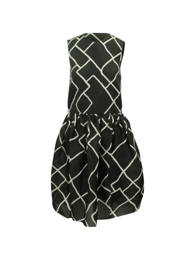 Pre-owned Ellery Geometric-print Sleeveless Dress In Black