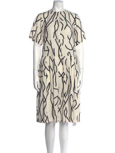 Pre-owned Ellery Graphic Print Midi Length Dress In White