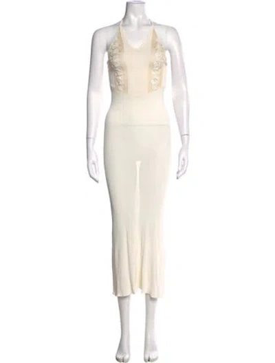 Pre-owned Ellery Halterneck Long Dress In Neutral