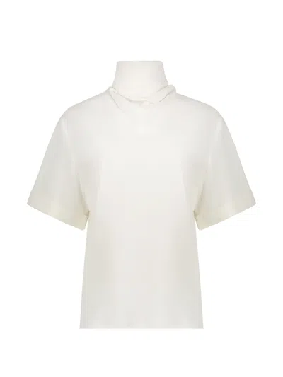 Ellery High-neck Short-sleeve Top In White