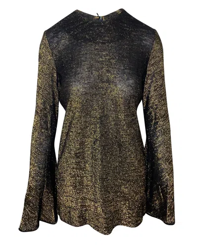 Ellery Inception Fluted Sleeve Top In Black Viscose In Green