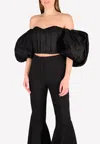 Ellery Lady Chatterly Off Shoulder Silk Top With Balloon Sleeves In Black