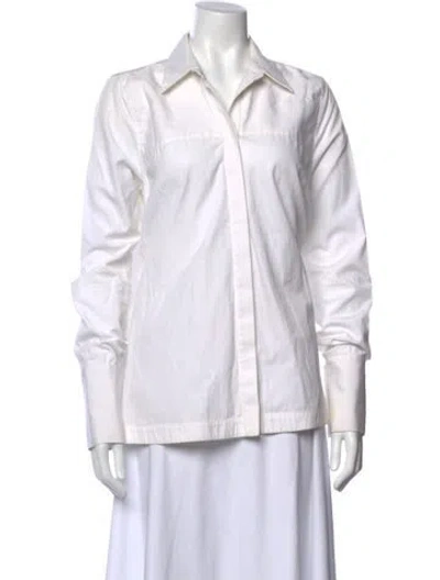 Pre-owned Ellery Long Sleeve Button-up Top In White