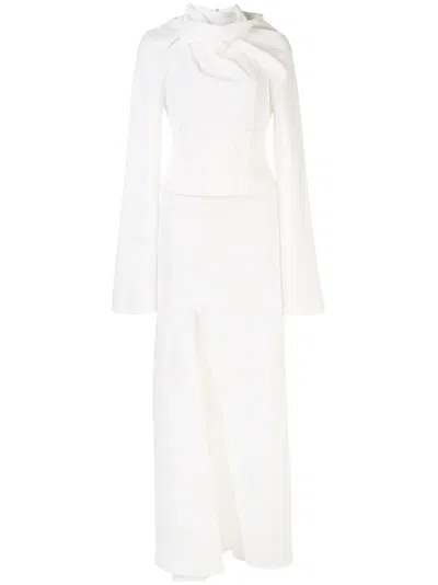 Ellery Long-sleeve Asymmetric Dress In White