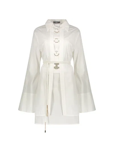 Ellery Metal-detail Wide-sleeve Shirt Mini Dress In White