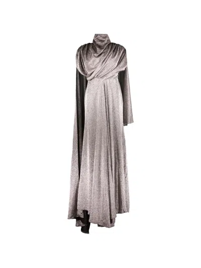 Ellery Metallic Gown Dress In Silver