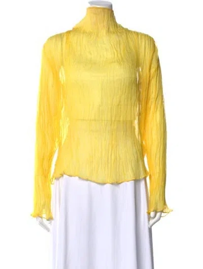 Pre-owned Ellery Mock Neck Long Sleeve Top In Yellow