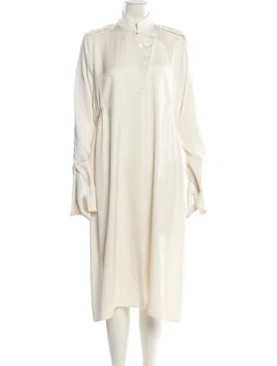 Pre-owned Ellery Mock Neck Midi Length Dress In Neutral